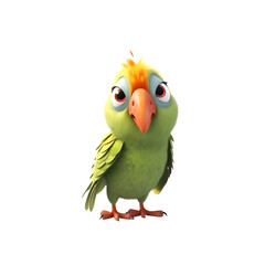 Cartoon parrot on white background. Isolated 3D illustration