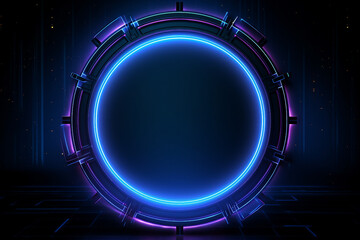 Generative ai collage image picture of mystical geometry figure with neon light effect