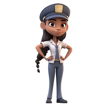3D Render of a cute police woman with her arm on hip