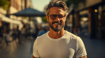 Fototapeta premium Energetic Male Runner Enjoying Morning Jog