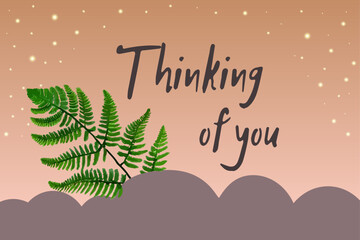 Thinking of you - card. Vector stock illustration eps10.