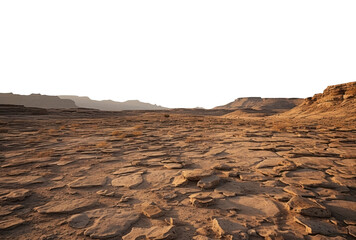 surface of mars. dry barren landscape.  transparent PNG file.