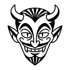 Vector Retro Cartoon Funny Devil Head Isolated