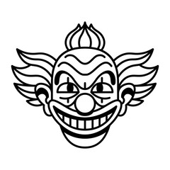 Vector Retro Cartoon Funny Clown Head Isolated
