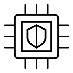 Outline Microchip Protection Shield icon