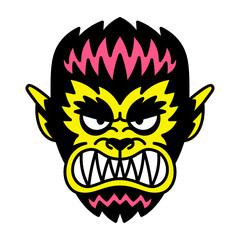 Fototapeta premium Vector Retro Cartoon Funny Werewolf Head Isolated