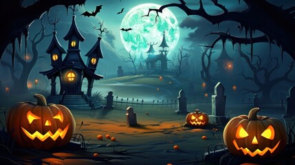 Fototapeta premium Happy halloween, kids will enjoy the halloween festival, the ghosts will come out on the halloween festival.Generative Ai