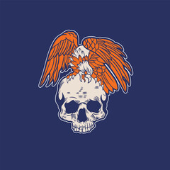 Human head skull surrounded by chains	