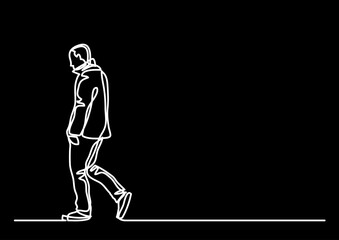 continuous line drawing vector illustration with FULLY EDITABLE STROKE of mental health awareness depression anxiety concept on black background