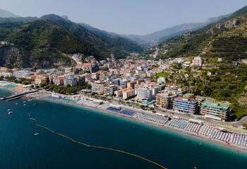 Views of Maiori on the Amalfi Coast, Italy by Drone