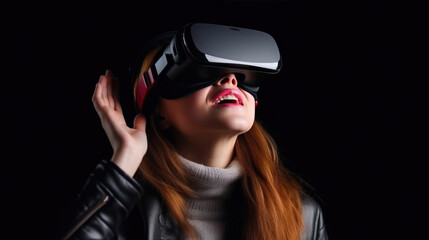 Fototapeta na wymiar Woman Enjoying VR Technology