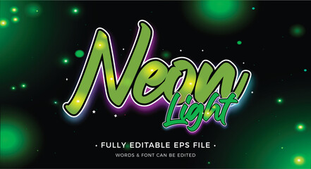 neon ligh text effect with dark green background