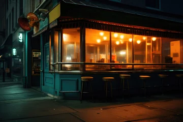 Deurstickers Urban Oasis: A Romanticized NYC Bar Scene © Andrii 