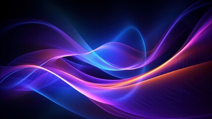Mesmerizing Waves of Neon Light: An Abstract Artwork with a Glowing Space Background, Intricate Design & Stunning 8K Resolution HD Wallpaper