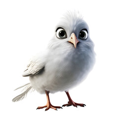 Cartoon little bird isolated on white background. 3D illustration.