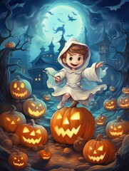 Happy halloween, kids will enjoy the halloween festival, the ghosts will come out on the halloween festival.Generative Ai