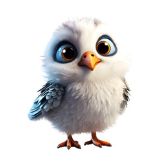 3D rendering of a cute cartoon owl isolated on white background.