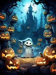 Happy halloween, kids will enjoy the halloween festival, the ghosts will come out on the halloween festival.Generative Ai