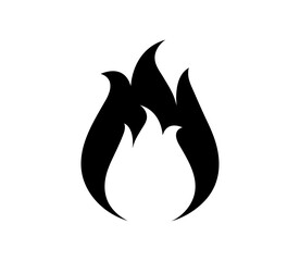 Vector fire icon. Black fire flame symbol.