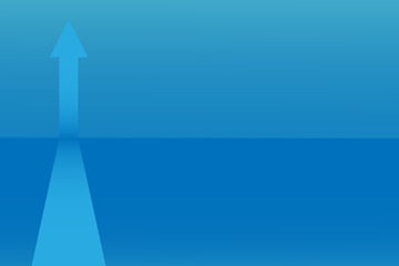 Blue arrow pointing up to success on a blue background. Financial growth, investment, income growth graph, sales concept, profit increase, financial report graph. Banner, vector.