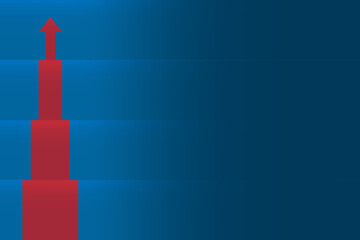 The red arrow moves horizontally up the ladder of success. Financial growth, investment, income growth graph, sales concept, profit increase, financial report graph. Banner, vector.