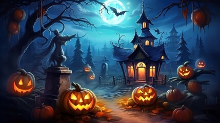 Fototapeta na wymiar Happy halloween, kids will enjoy the halloween festival, the ghosts will come out on the halloween festival.Generative Ai