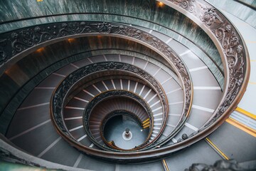 Bramante Staircase in Vatican, City - obrazy, fototapety, plakaty