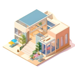 Isometric view of modern house. Vector illustration. Eps 10.