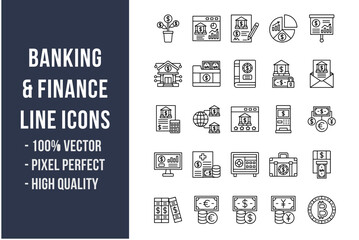 Banking and Finance Line Icons