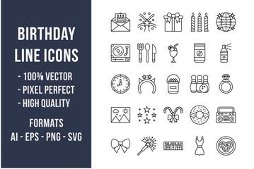 Birthday Line Icons