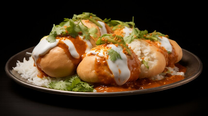 grilled chicken with rice, dahi vada