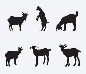 Vector Collection of goat Silhouettes