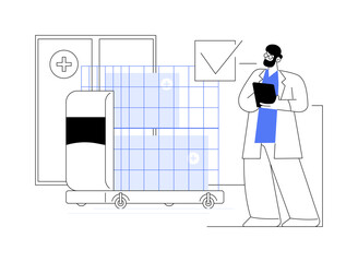 Robotic lifting machines abstract concept vector illustration.