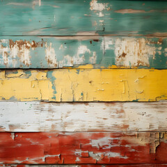 detail of an old fence, painted in yellow, blue, red and white - Generativ AI