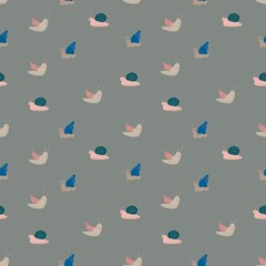 Seamless pattern with snails, good for stationery, cartoon style, kids