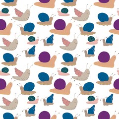 Seamless pattern with snails, good for stationery, cartoon style, kids