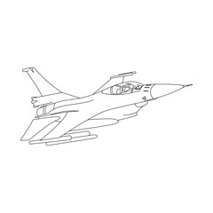 Fototapeta na wymiar Military aircraft vector outline. White background. 