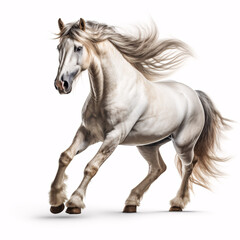 Obraz premium Handsome white horse isolated on white background.