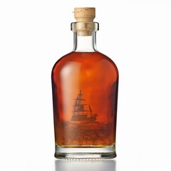 Rum Bottle on a White Background
