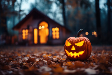 halloween pumpkin in the garden