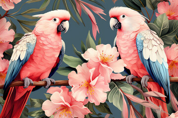 parrot on a tree painting