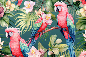 parrot on a tree painting