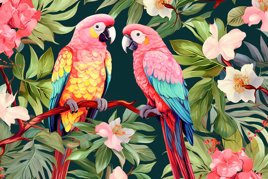 parrot on a tree painting