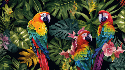 parrot on a tree painting