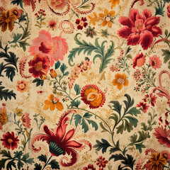 Floral background,  vintage fabric, texture of a vintage wallpaper