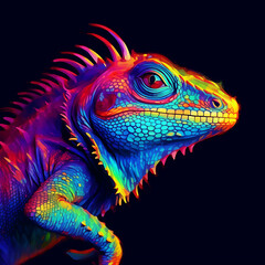 Fototapeta premium iguana on black background