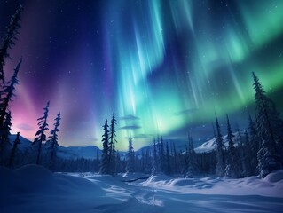 Midnight Northern Lights Show (Generative AI)