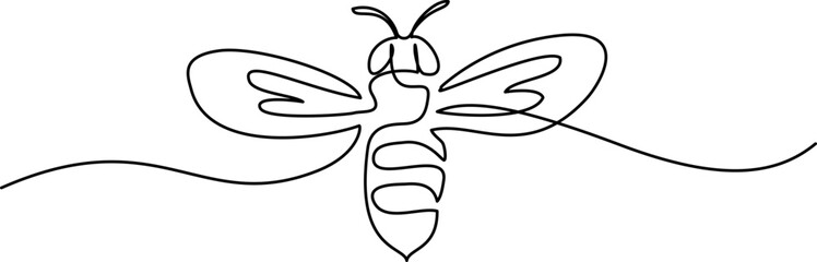 Decorative bee for farm logo identity. Continuous one line drawing - 638592510