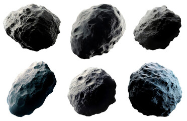 Collection of high contrast asteroids, for use as illustration elements, also look like mineral stones