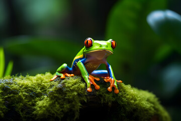 Red-Eyed Tree Frog in a Remote Central American Rainforest 